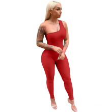 5 Color Ready To Ship Casual Women's Rompers One Shoulder Slim Fit Jumpsuit